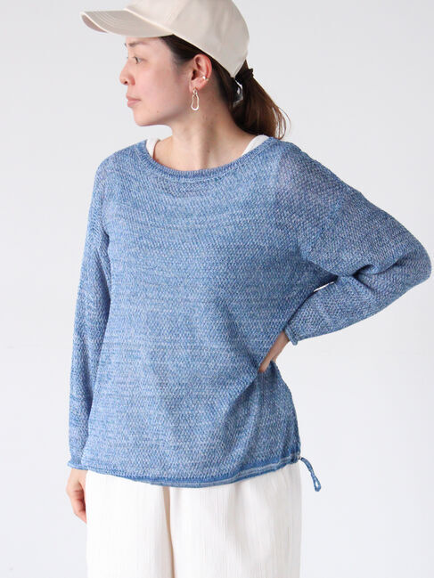 Lugnoncure「裾ドロストボートネックニット《2025spring catalog item》」|ニット・セーター|ブルー