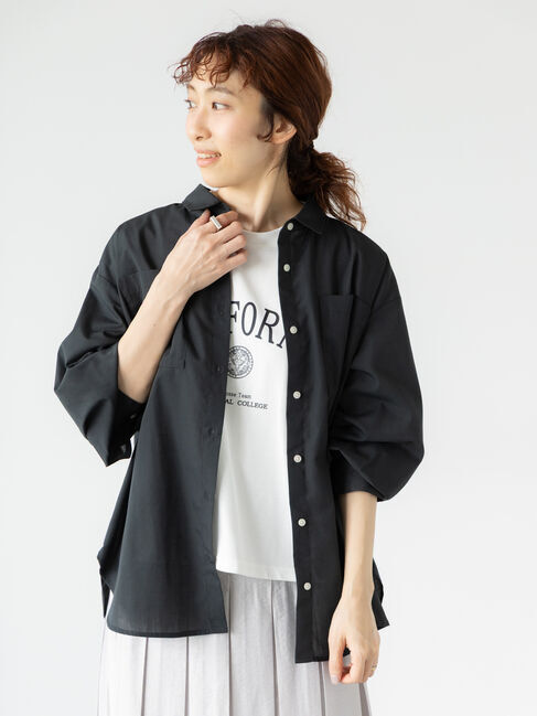 Lugnoncure「【イージーケア】ボリューム袖レギュラーシャツ」|シャツ・ブラウス|チャコールグレー