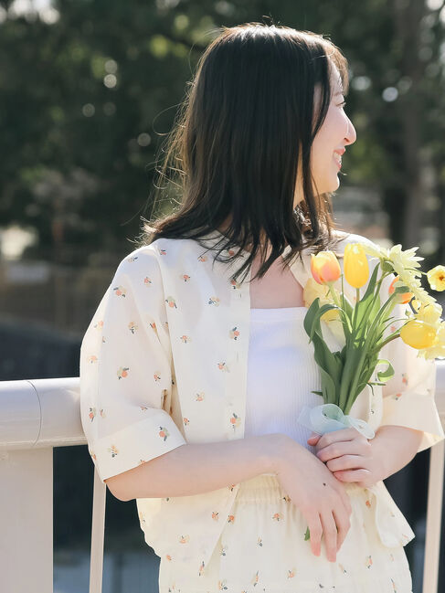 Te chichi TERRASSE「【日比谷花壇コラボ】プリントクロップドシャツ（セットアップ可）」|シャツ・ブラウス|