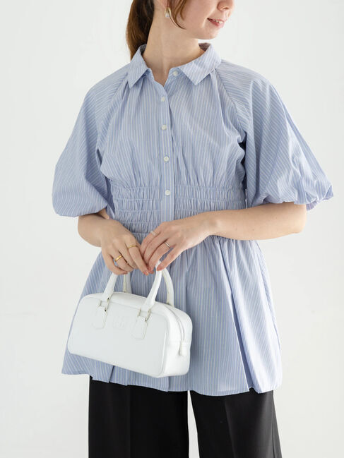 Te chichi「【松井愛莉着用】バルーンスリーブシャツチュニック」|シャツ・ブラウス|ブルー