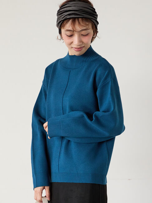 Lugnoncure「コットンタッチハイネックニットプルオーバー」|ニット・セーター|ネイビー