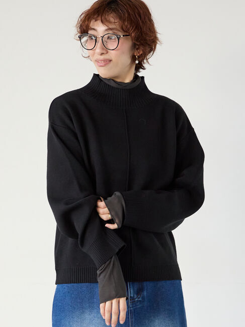 Lugnoncure「コットンタッチハイネックニットプルオーバー」|ニット・セーター|ブラック