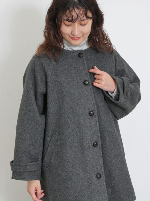 Samansa Mos2「ウーリーライクミドル丈クルーネックコート」|その他|