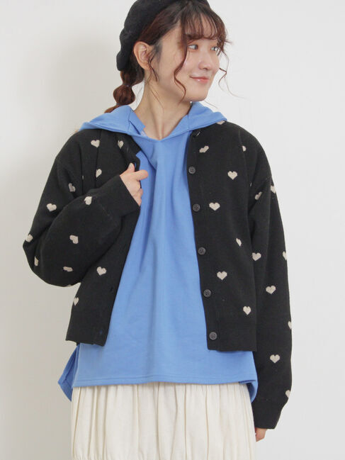 Samansa Mos2「裏地付ジャカードニットカーディガン」|カーディガン|ブラック