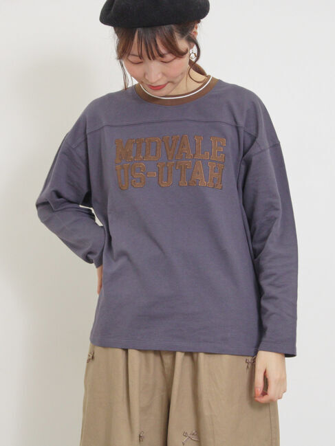 Samansa Mos2「ワッペンロゴスウェット」|Tシャツ・カットソー|ネイビー