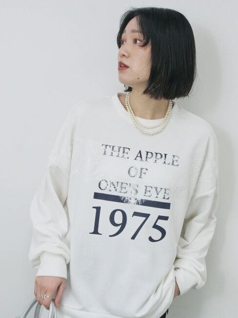 Samansa Mos2 blue「◎ロゴレーススウェット」|Tシャツ・カットソー|