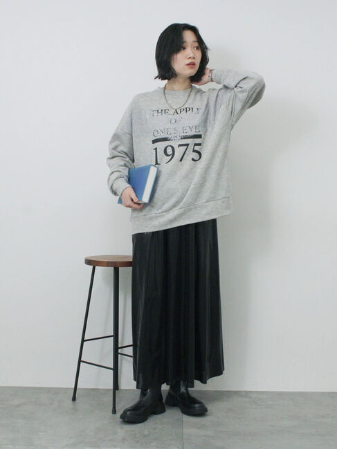 Samansa Mos2 blue「◎ロゴレーススウェット」|Tシャツ・カットソー|