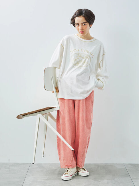 Samansa Mos2「配色ステッチプリントアソートロングTシャツ」|Tシャツ・カットソー|