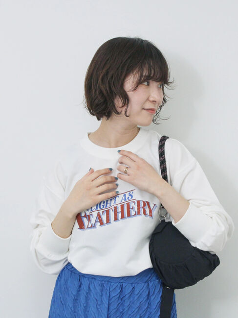 Samansa Mos2 blue「ミニ裏毛アソートプリントプルオーバー」|Tシャツ・カットソー|