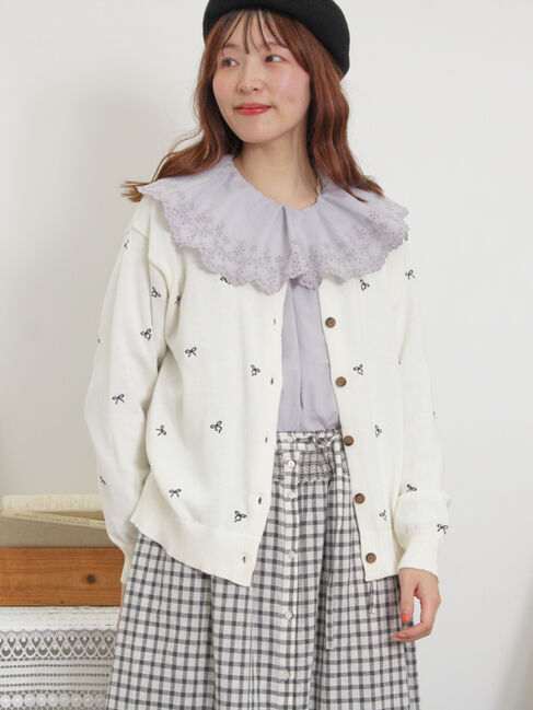 Samansa Mos2「リボン刺繍カーディガン」|カーディガン|キナリ