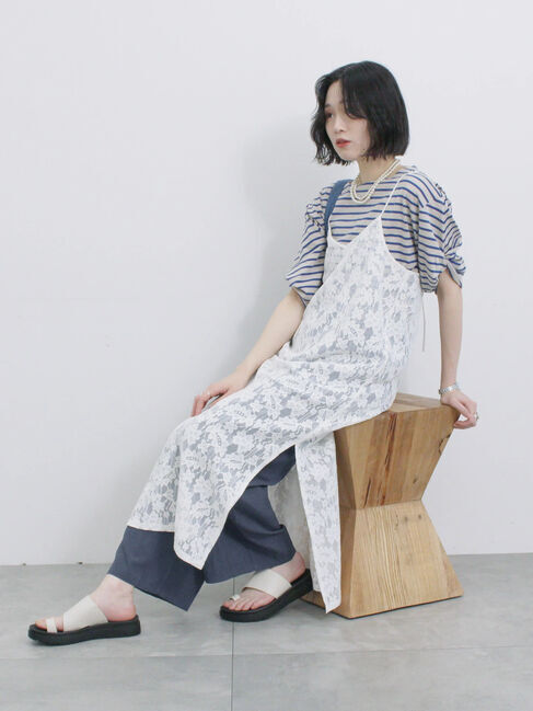 Samansa Mos2 blue「メッシュレースキャミワンピース」|ワンピース|