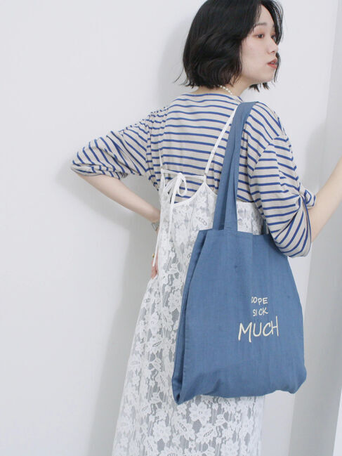 Samansa Mos2 blue「メッシュレースキャミワンピース」|ワンピース|