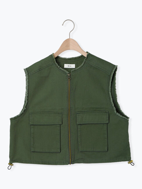 SM2「ツイル/デニムフリンジショートベスト」|ダウンベスト・ベスト|