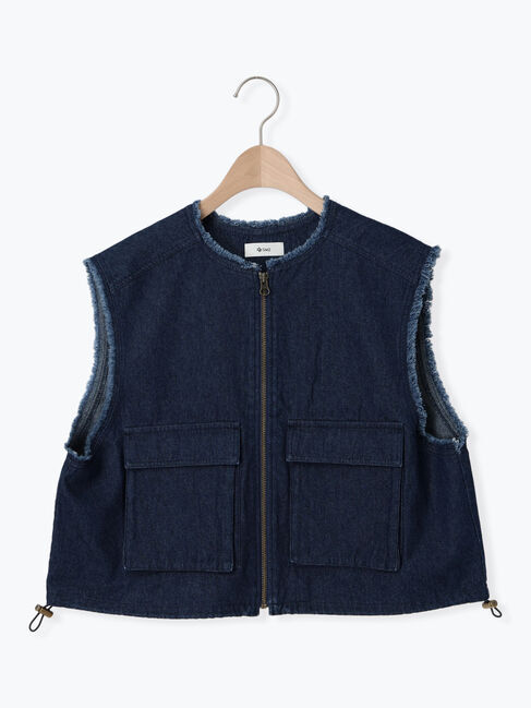 SM2「ツイル/デニムフリンジショートベスト」|ダウンベスト・ベスト|