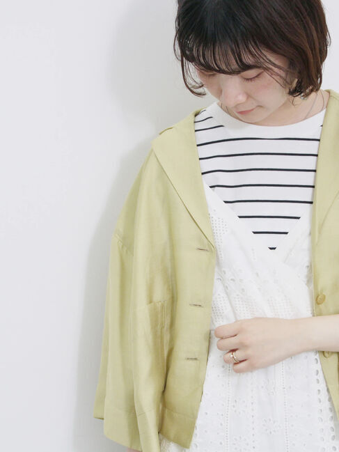 Samansa Mos2 blue「シアー開襟シャツ」|シャツ・ブラウス|