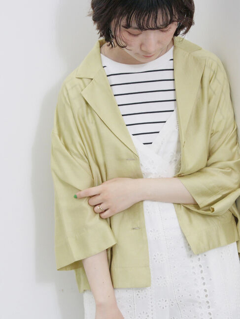 Samansa Mos2 blue「シアー開襟シャツ」|シャツ・ブラウス|