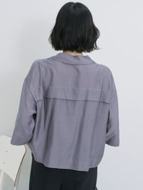 Samansa Mos2 blue「シアー開襟シャツ」|シャツ・ブラウス|