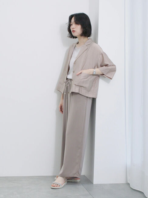 Samansa Mos2 blue「シアー開襟シャツ」|シャツ・ブラウス|