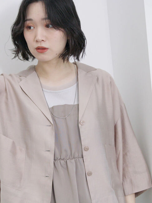 Samansa Mos2 blue「シアー開襟シャツ」|シャツ・ブラウス|