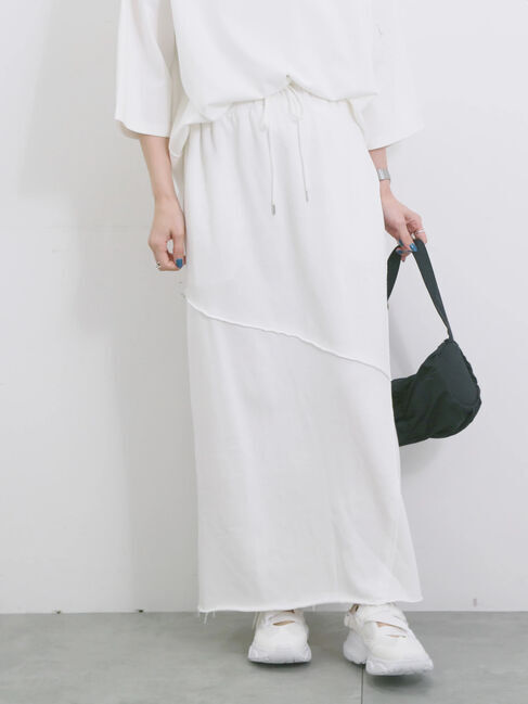 Samansa Mos2 blue「◎裏毛切替ナロースカート」|スカート|