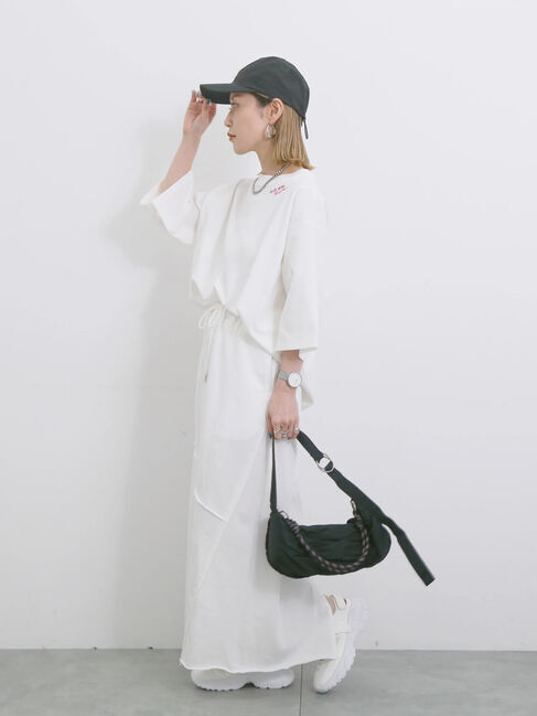 Samansa Mos2 blue「◎裏毛切替ナロースカート」|スカート|