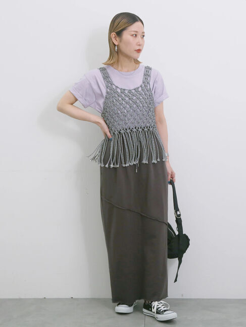 Samansa Mos2 blue「◎裏毛切替ナロースカート」|スカート|