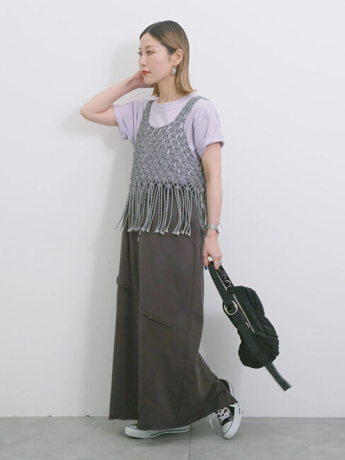 Samansa Mos2 blue「◎裏毛切替ナロースカート」|スカート|