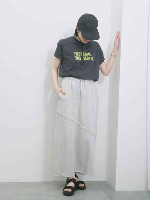 Samansa Mos2 blue「◎裏毛切替ナロースカート」|スカート|