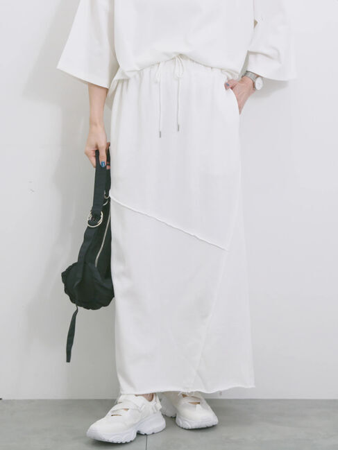 Samansa Mos2 blue「◎裏毛切替ナロースカート」|スカート|