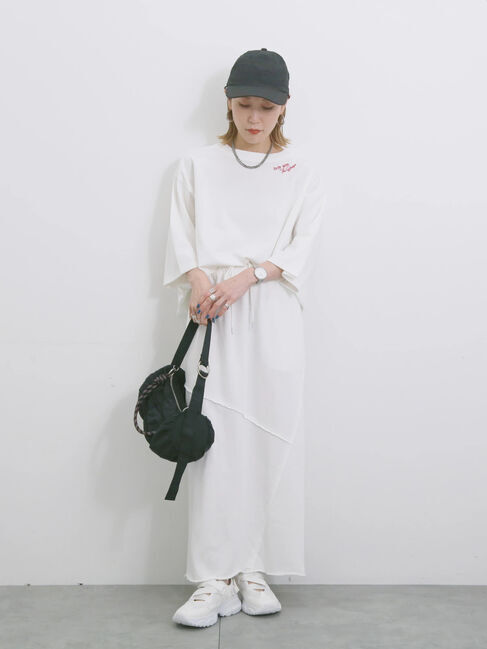 Samansa Mos2 blue「◎裏毛切替ナロースカート」|スカート|