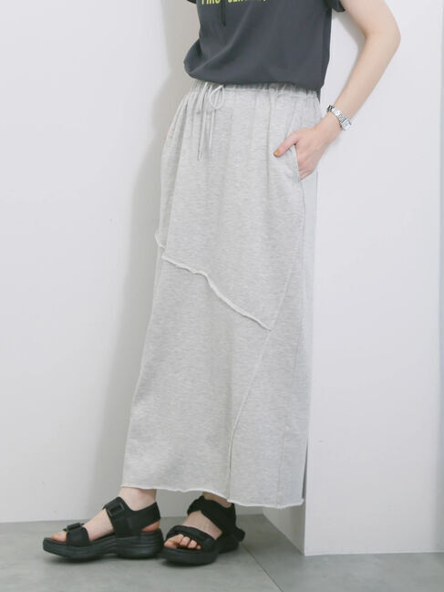 Samansa Mos2 blue「◎裏毛切替ナロースカート」|スカート|ＴＯＰグレー