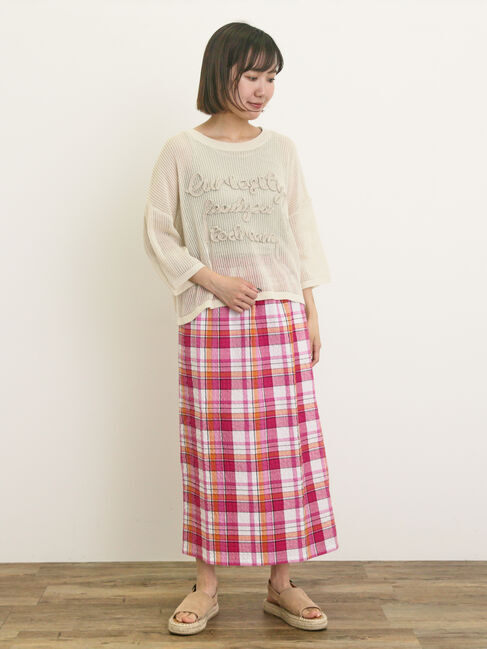 Samansa Mos2「テープロゴ刺繍ニットプルオーバー」|ニット・セーター|