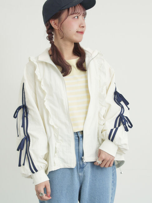 Samansa Mos2「フリルトラックジャケット」|その他|オフホワイト