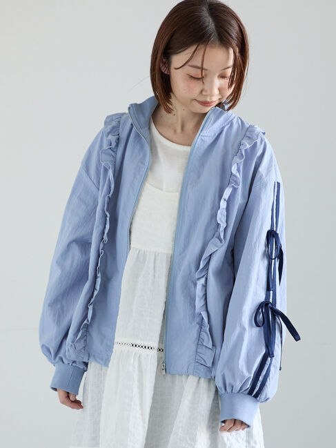 Samansa Mos2「フリルトラックジャケット」|その他|サックスブルー