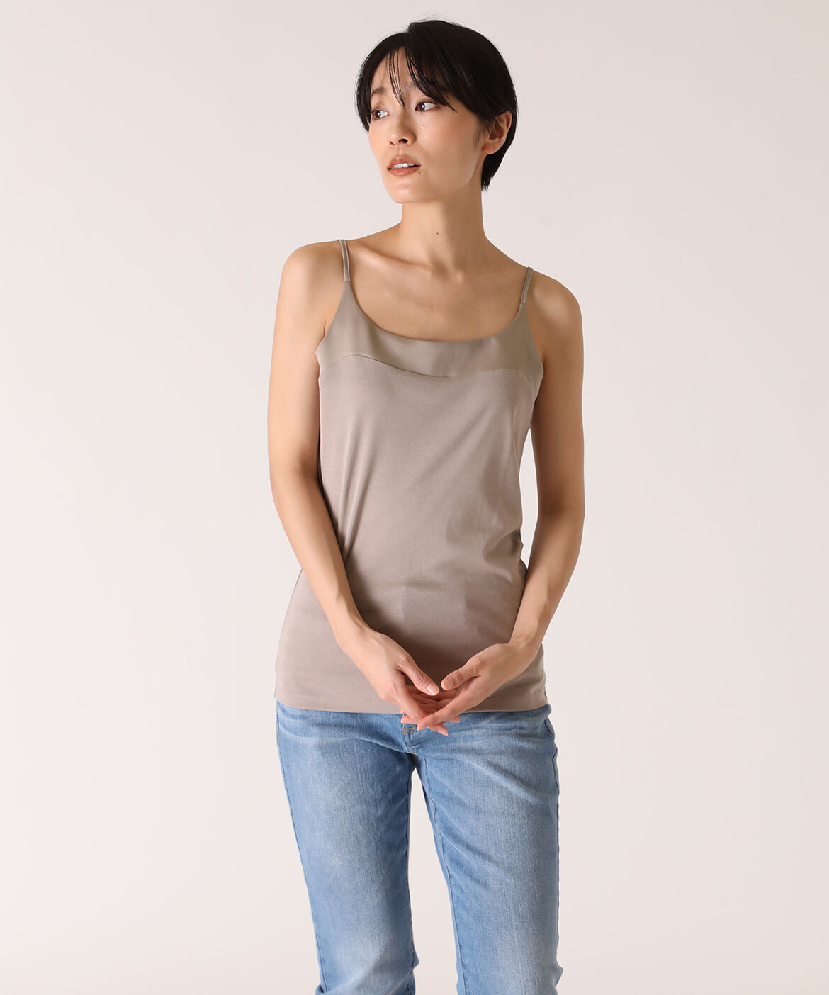 DAY by DAY it&rsquo;s international「サテン切り替えキャミソール《スビン綿MIXフライス》」|キャミソール|モカチャ3