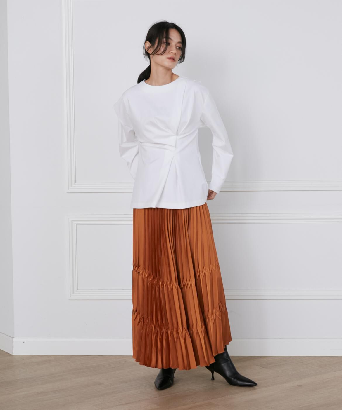 INED「サテンプリーツスカート《la veille by SUPERIOR CLOSET》」|スカート|