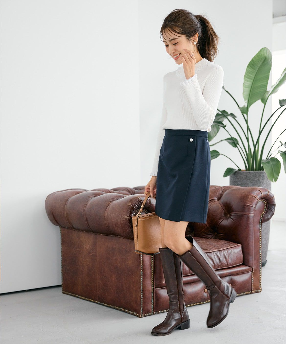 Maglie le cassetto「《曽田茉莉江コラボ》パールボタン巻きミニスカート」|スカート|