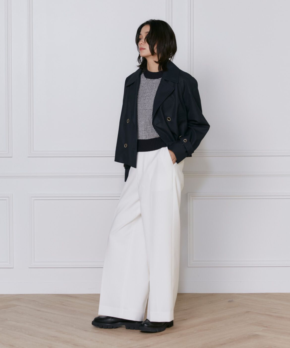 INED「ショートトレンチコート」|ピーコート|