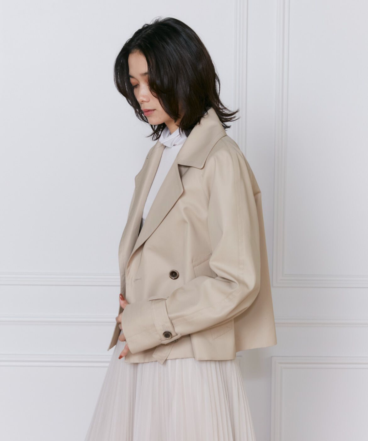 INED「ショートトレンチコート」|ピーコート|