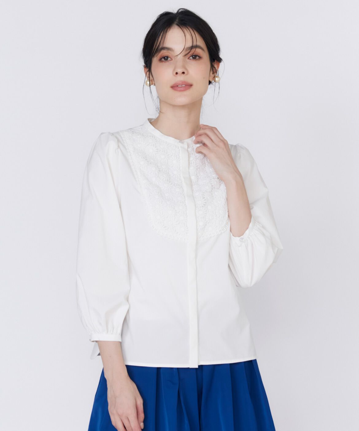 Maglie le cassetto「《大きいサイズ》エンブロイダリードッキングブラウス」|シャツ・ブラウス|