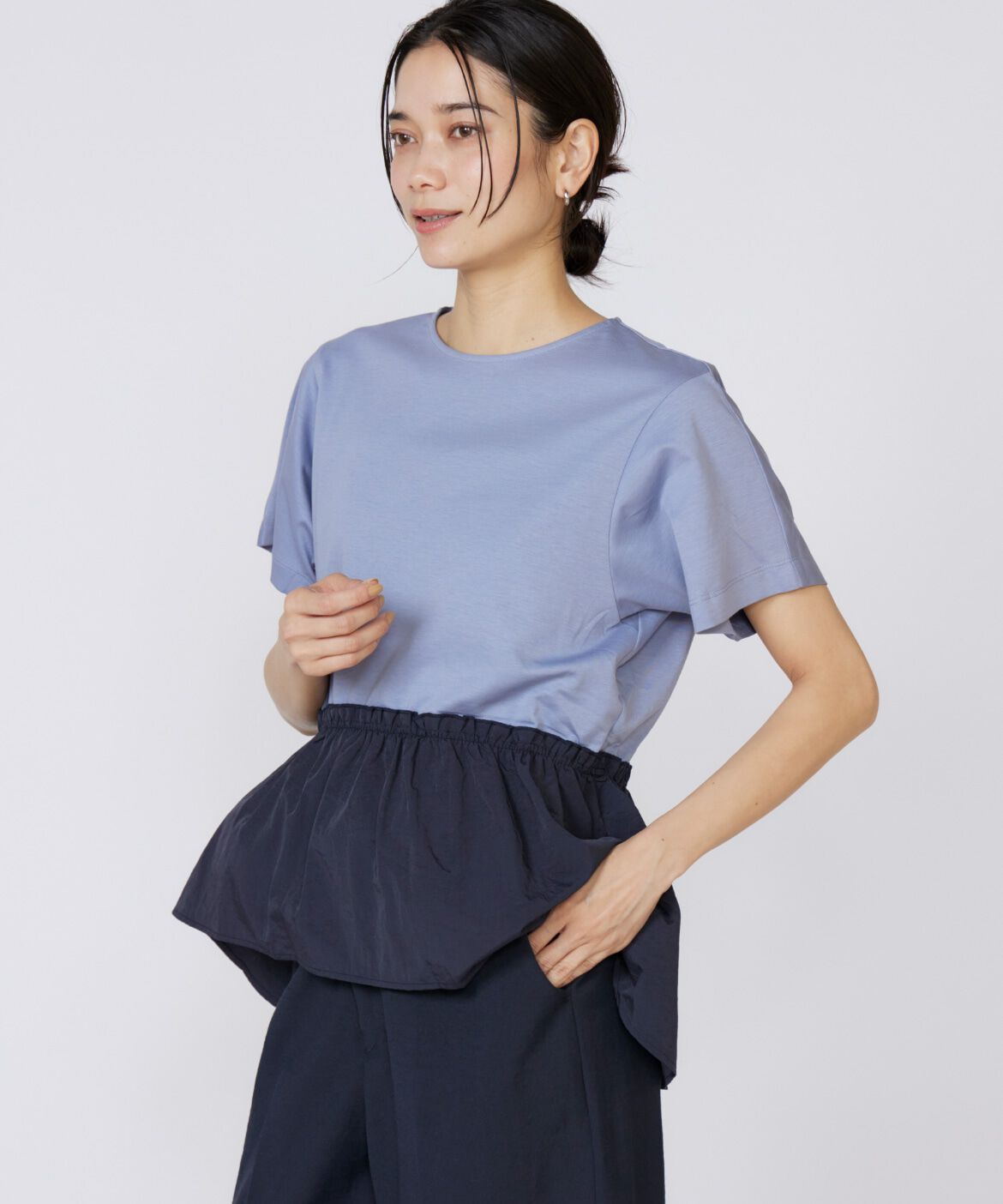 INED「《大きいサイズ》ドッキングペプラムカットソー」|Tシャツ・カットソー|サックス3