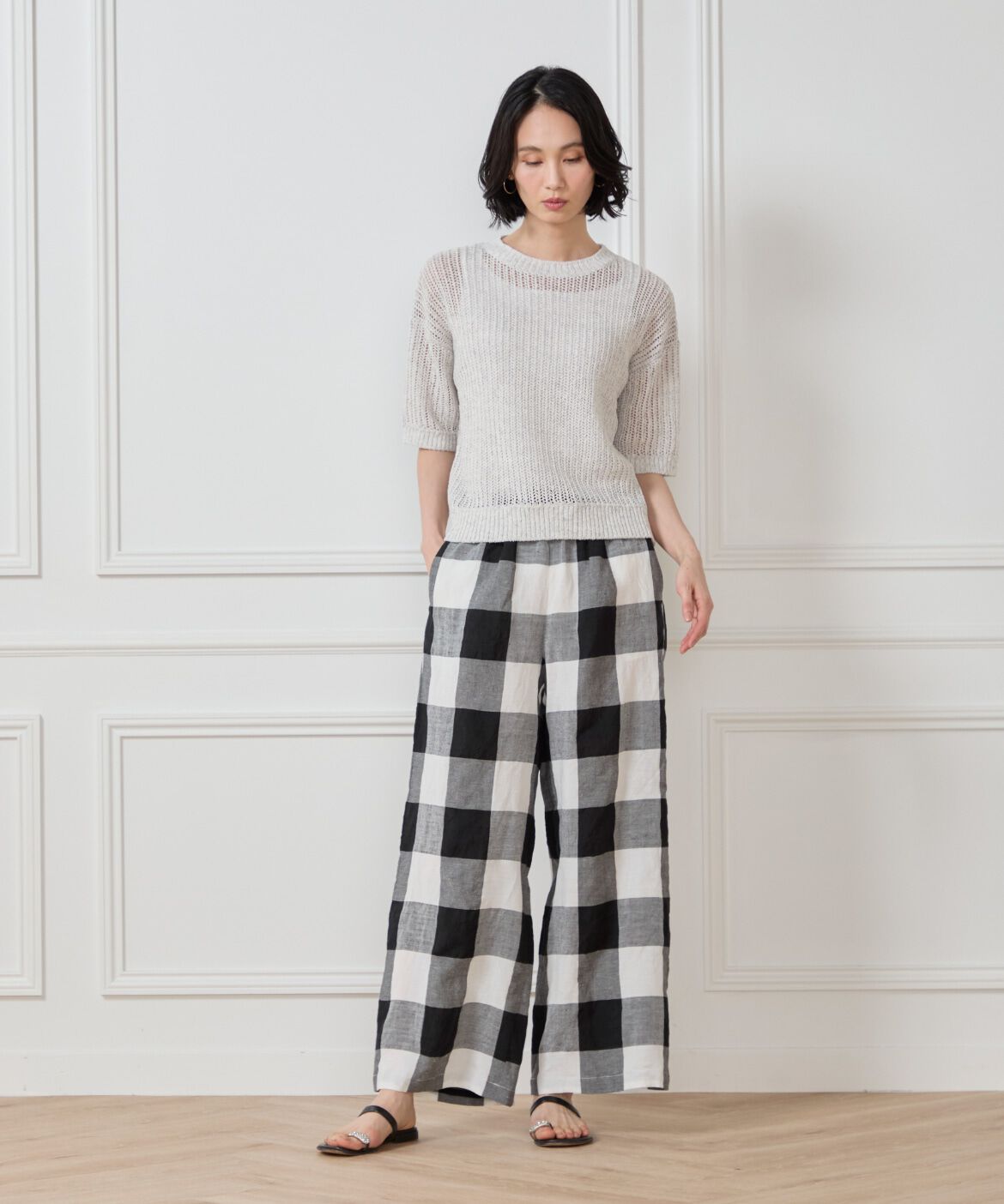 7-IDconcept.「ボックスシルエット透かし柄ニット」|ニット・セーター|