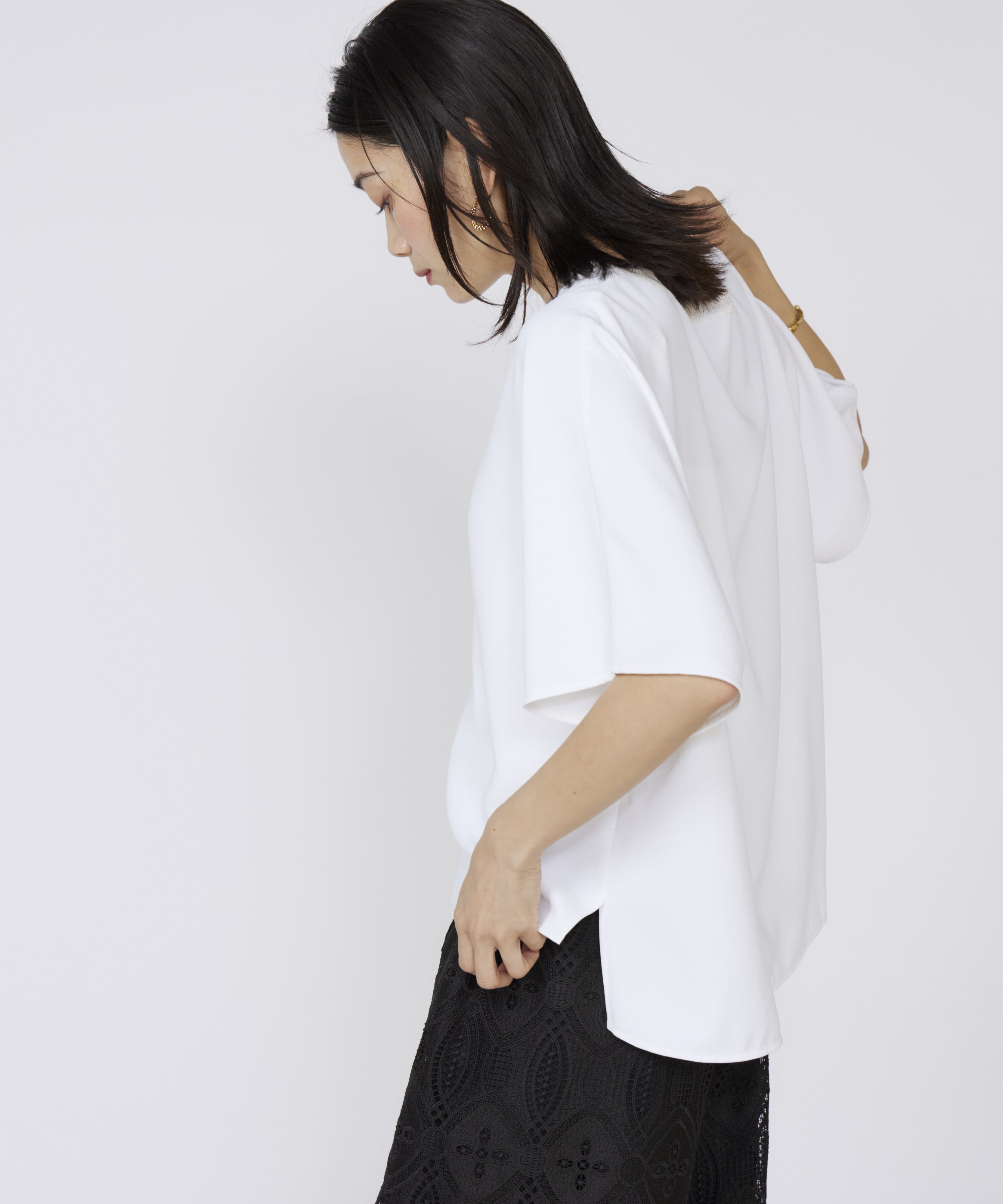 INED「《大きいサイズ》吸汗速乾ジョーゼットプルオーバー」|Tシャツ・カットソー|