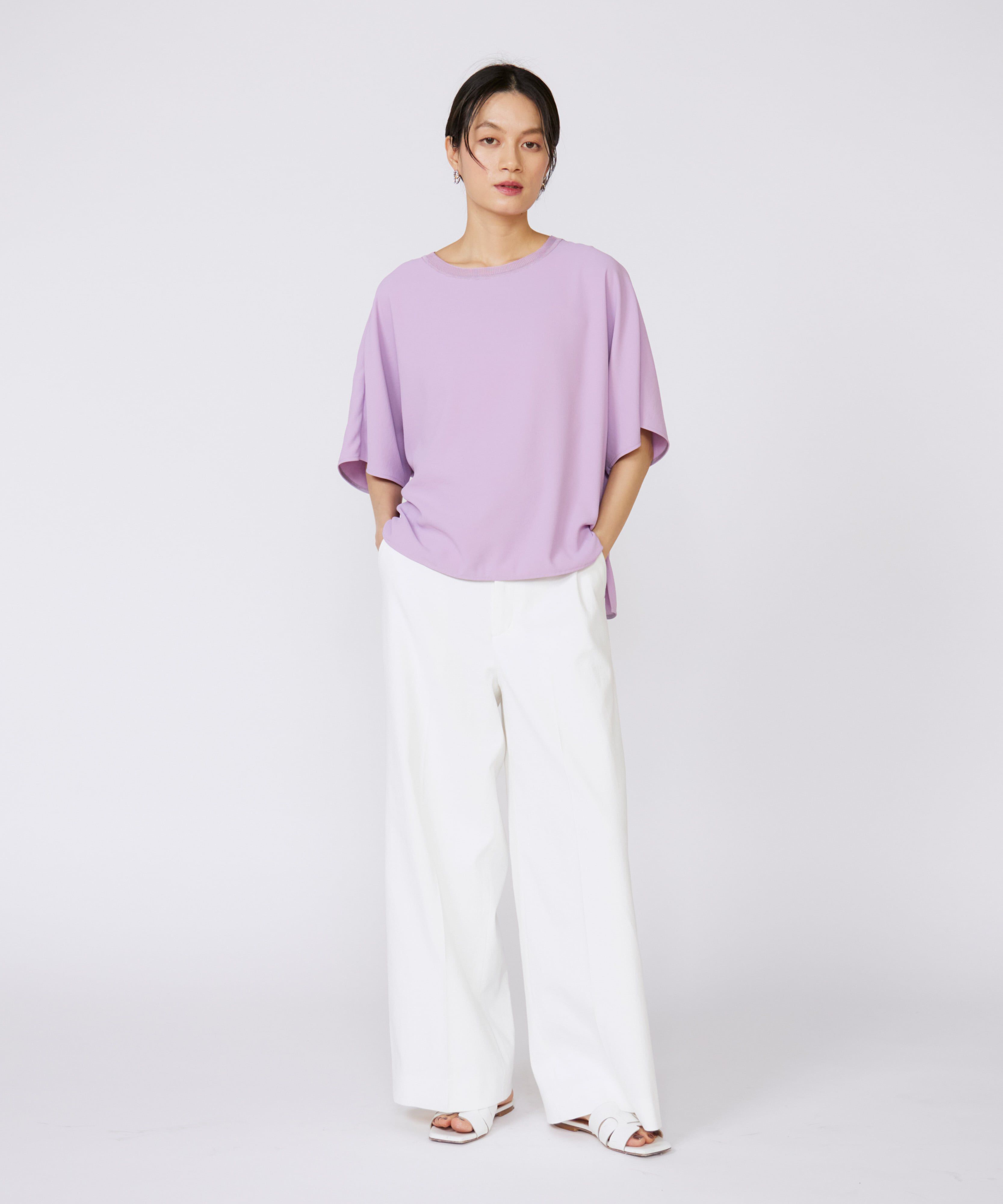 INED「《大きいサイズ》吸汗速乾ジョーゼットプルオーバー」|Tシャツ・カットソー|