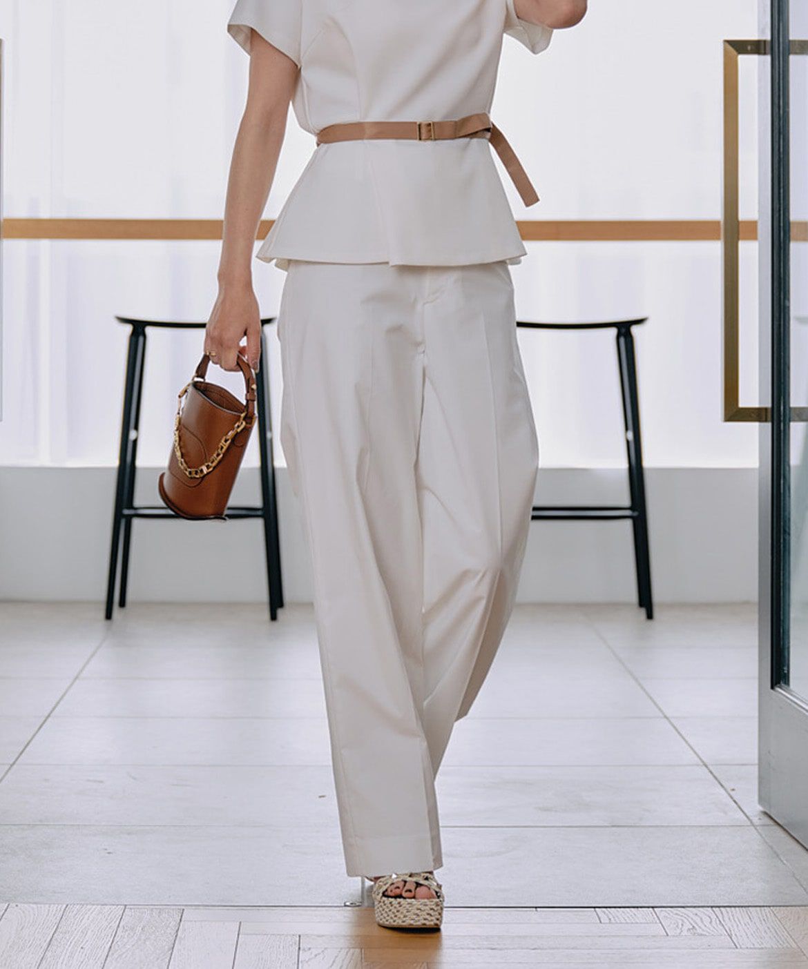 Maglie le cassetto「《M Maglie le cassetto&times;吉田理紗》快適セミワイドパンツ」|スラックス|ホワイト