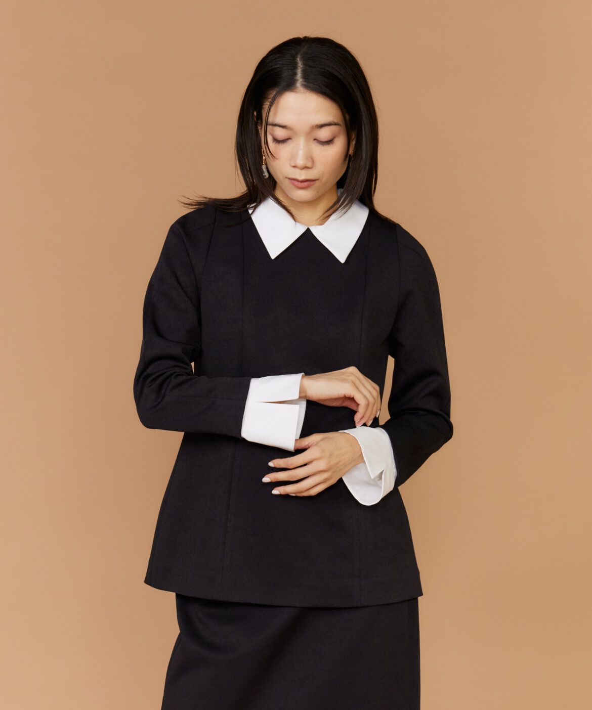 INED「《大きいサイズ》ペプラムトップス」|シャツ・ブラウス|