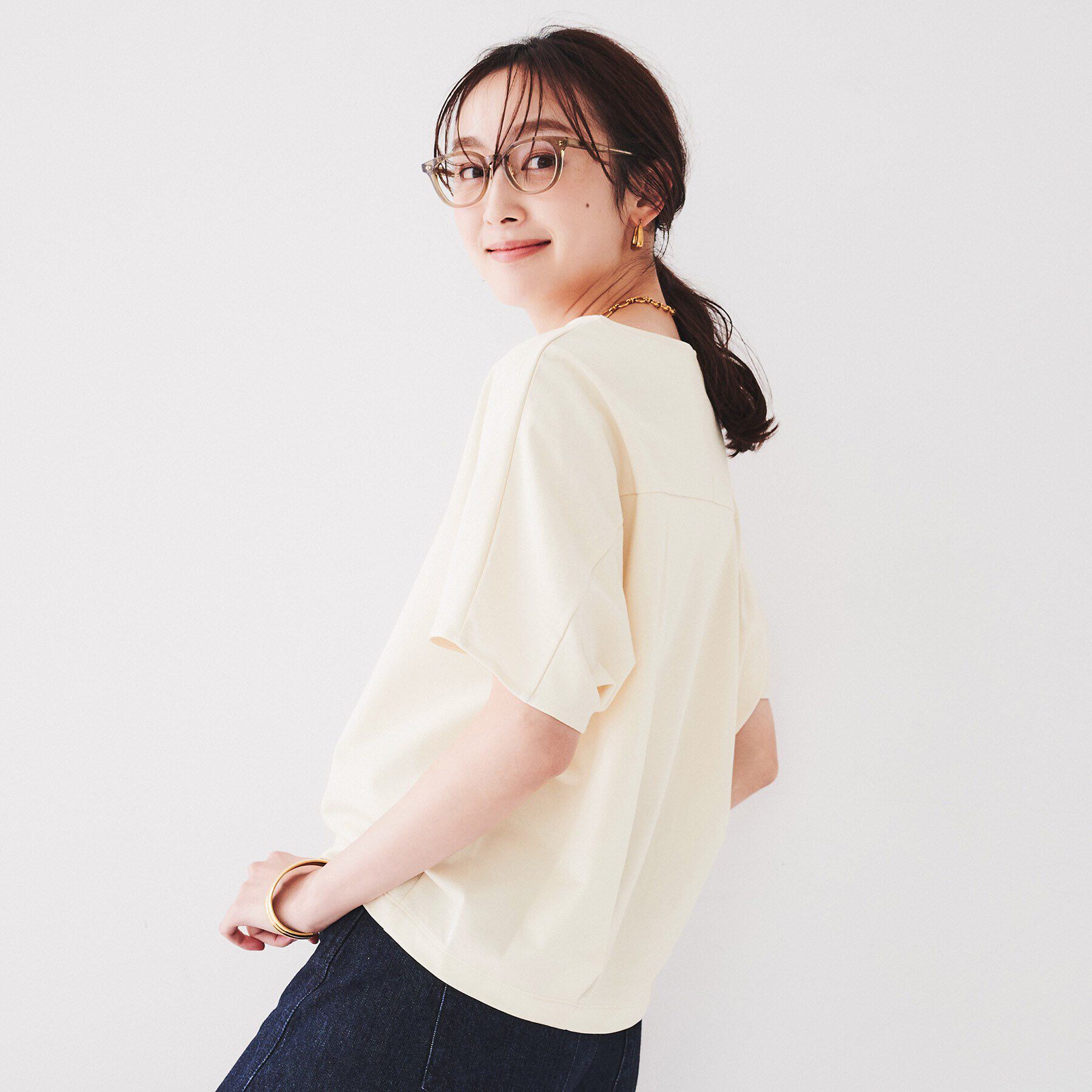 UNTITLED「【オシャレに体型カバー】ミニ裏毛ハイゲージカットソー」|Tシャツ・カットソー|