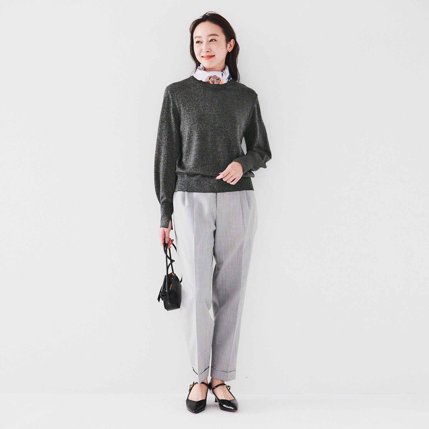 UNTITLED「【ラメ感/薄手/すっきり丈】ウールアクリル混 ラメプルオーバーニット」|ニット・セーター|
