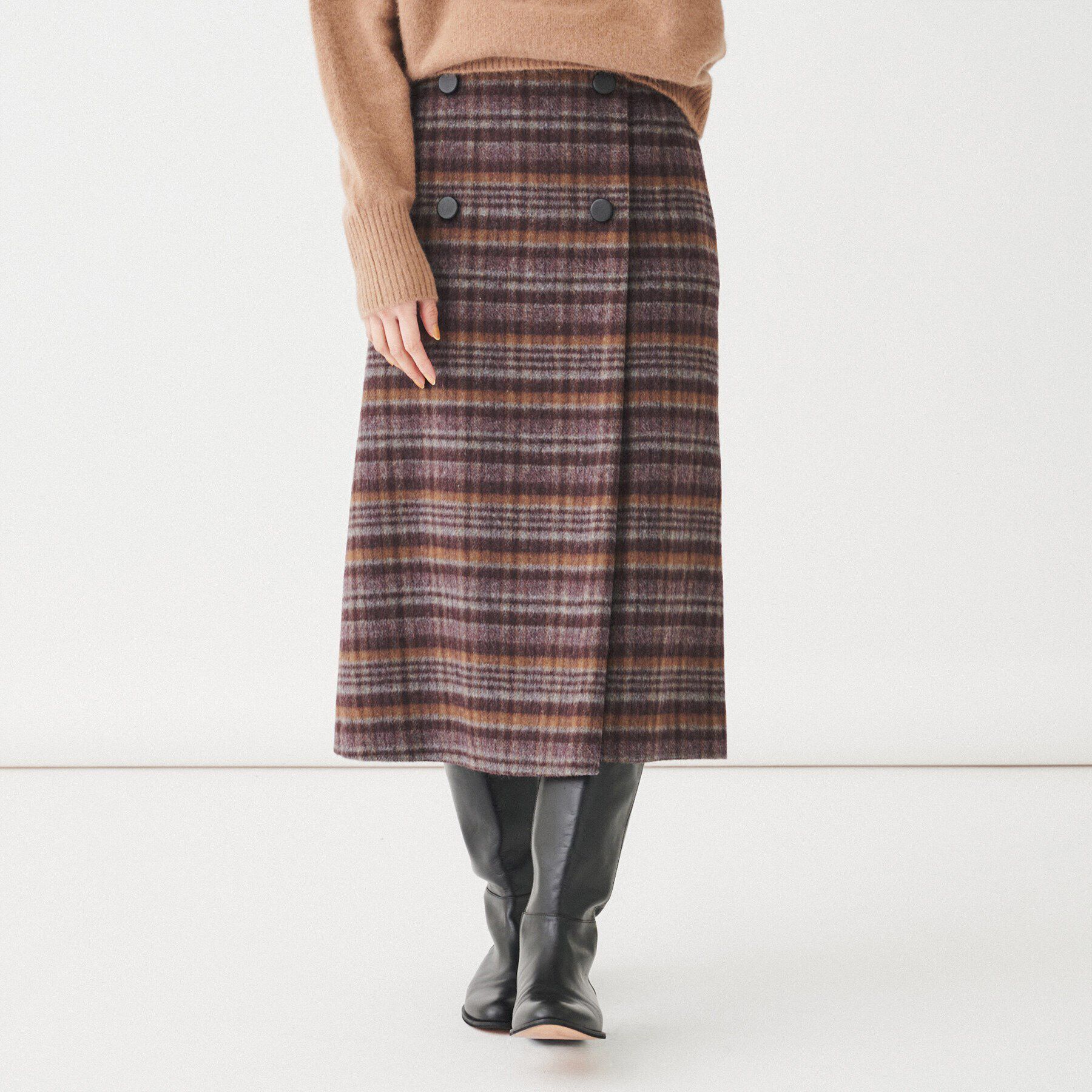 UNTITLED「【きれいめ/トラッド】ランダムチェック ラップ風スカート」|スカート|