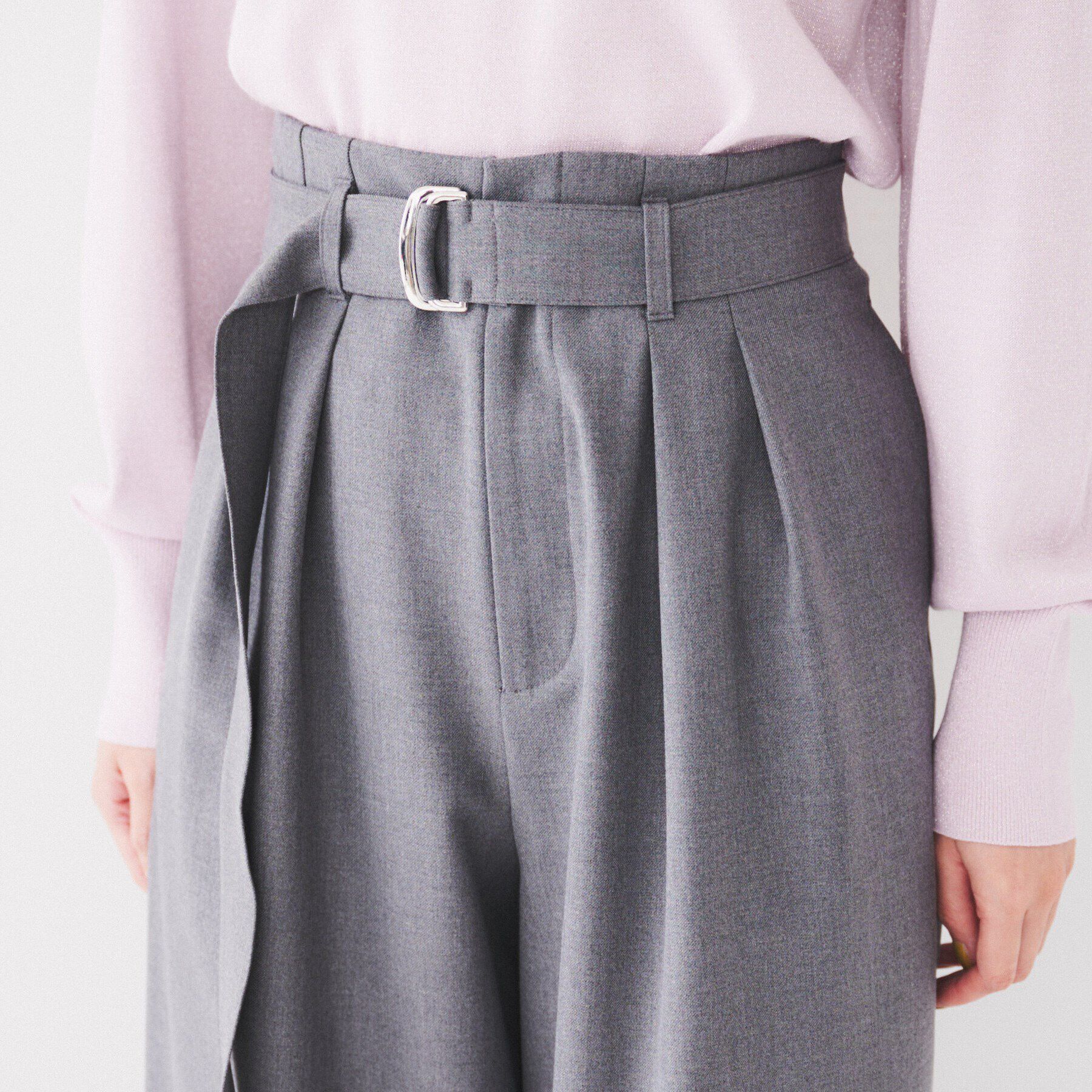 UNTITLED「【フルレングス/後ろウエストゴム】ダブルタック ハイウエストワイドパンツ」|その他|